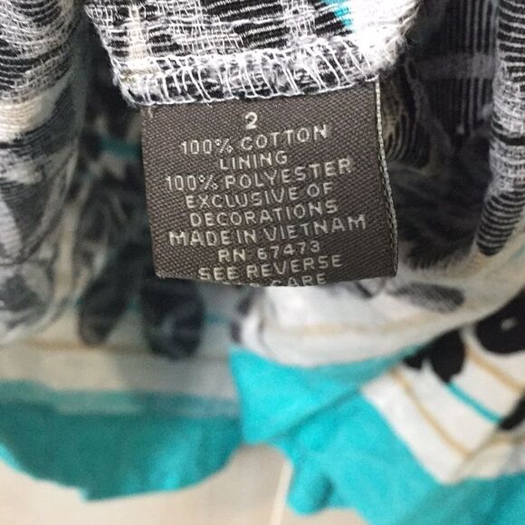 Taylor Womens Dress Size 2 Pleated A Line Turquoise Tan With Floral Dress - Picture 6 of 6